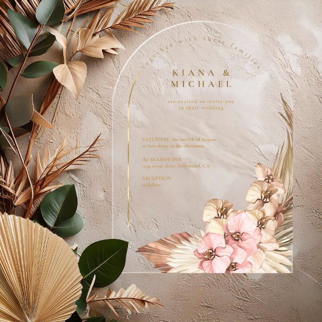 Invitations En Acrylique Mariage Boho Oasis Transparent ID959 (Créateur téléchargé)