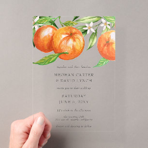 Invitations En Acrylique Mariage Botanique de Citrus Fleurs d'Orange