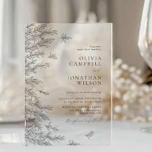 Invitations En Acrylique Mariage Botanique Minimaliste Moderne