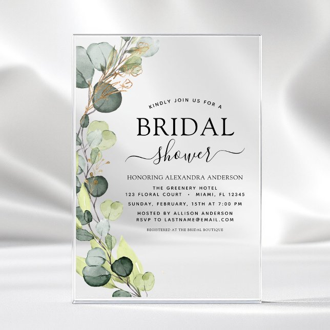 Invitations En Acrylique Mariage Botanique Moderne et Rustique à l'Eucalypt (Créateur téléchargé)