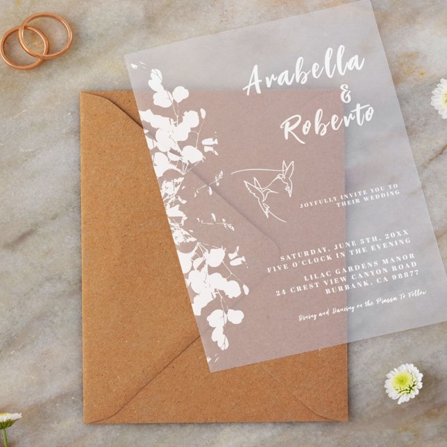 Invitations En Acrylique Mariage Botanique Romantique au Eucalyptus Blanc (Créateur téléchargé)
