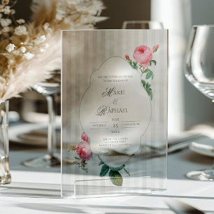 Invitations En Acrylique Mariage Botanique Rose Romantique Chic Français