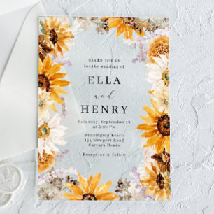 Invitations En Acrylique Mariage Cadre Tournesol Bohème Moderne