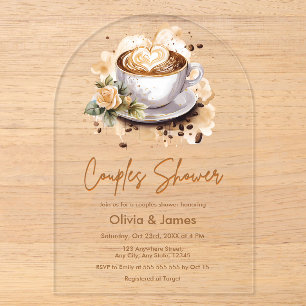Invitations En Acrylique Mariage Café Floral pour les couples Cadeau de mar