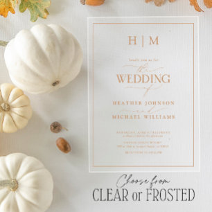 Invitations En Acrylique Mariage calligraphié avec monogramme en terre cuit