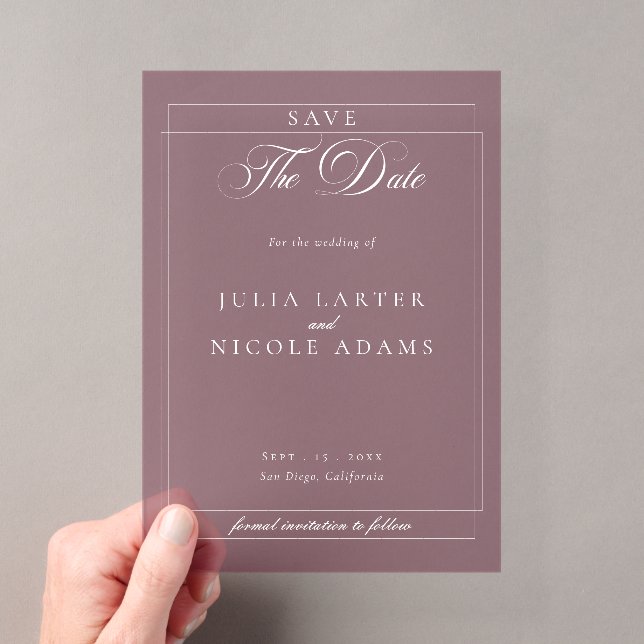 Invitations En Acrylique Mariage calligraphié classique burgundy Save The D (In situ (ordinateur de poche))