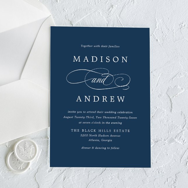 Invitations En Acrylique Mariage Calligraphié Navy Aimé (Créateur téléchargé)