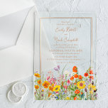 Invitations En Acrylique Mariage campagnard aux fleurs sauvages colorées<br><div class="desc">Fleurs sauvages colorées Mariage campagnard Acrylique Invitations comprend de jolies fleurs de pays en orange,  jaune,  violet et rose sur un arrière - plan opaque avec vos informations Faire-part de mariage au centre. Personnalisez en modifiant le texte dans les zones de texte. Conçu pour vous par Evco Studio www.zazzle.com/store/evcostudio</div>