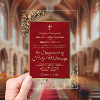 Mariage Catholique Élégant Rouge Cramoisi et Or Or