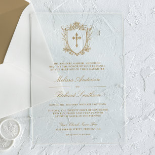 Invitations En Acrylique Mariage Catholique Or Victorien