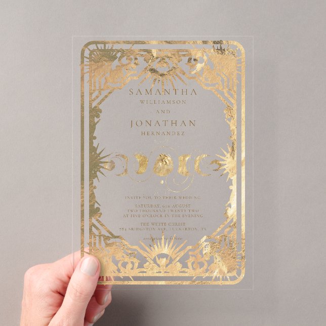 Invitations En Acrylique Mariage Céleste Tarot Or Faux (In situ (ordinateur de poche))