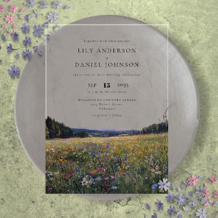 Invitations En Acrylique Mariage Champ Floral Fleurs Sauvages Aquarelle