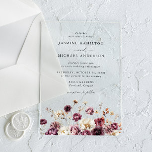 Invitations En Acrylique Mariage champêtre automnal avec fleurs de prairie