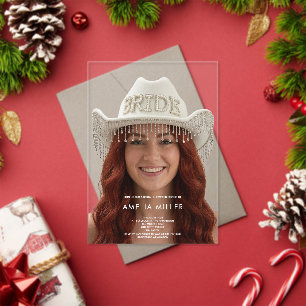 Invitations En Acrylique mariage champêtre minimaliste classique pour cow-b