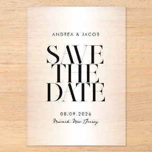 Invitations En Acrylique Mariage chic minimaliste moderne Enregistrer la da