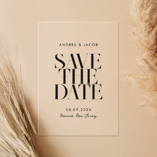 Invitations En Acrylique Mariage Chic Minimaliste Moderne Enregistrez la Da