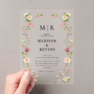 Invitations En Acrylique Mariage Chic Wildflower 