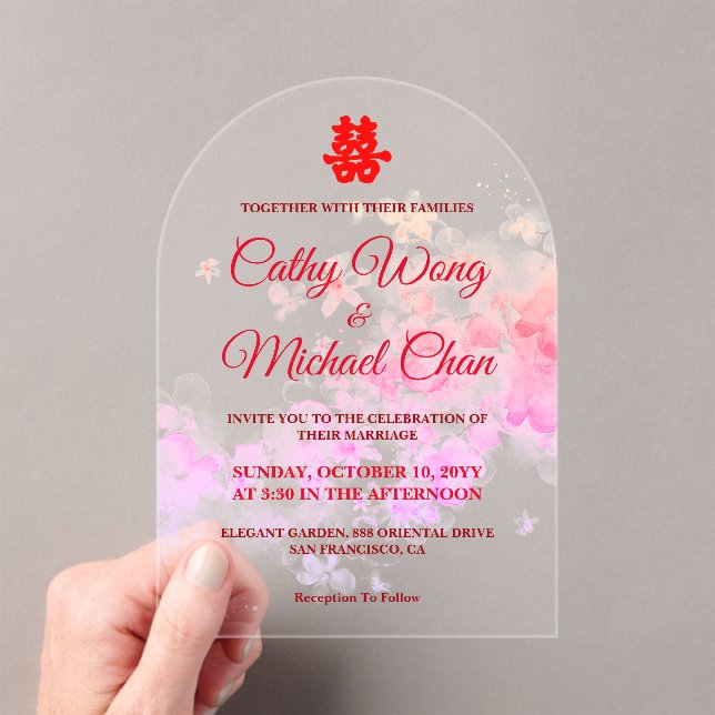 Invitations En Acrylique Mariage chinois moderne (In situ (ordinateur de poche))
