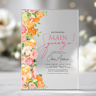 Invitations En Acrylique Mariage Citron Orange de la Première Importance