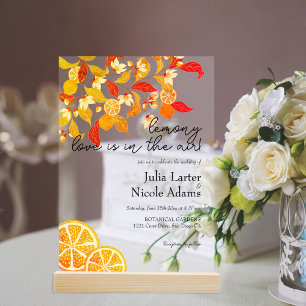 Invitations En Acrylique Mariage Citronné Frais Feuillage Citrus