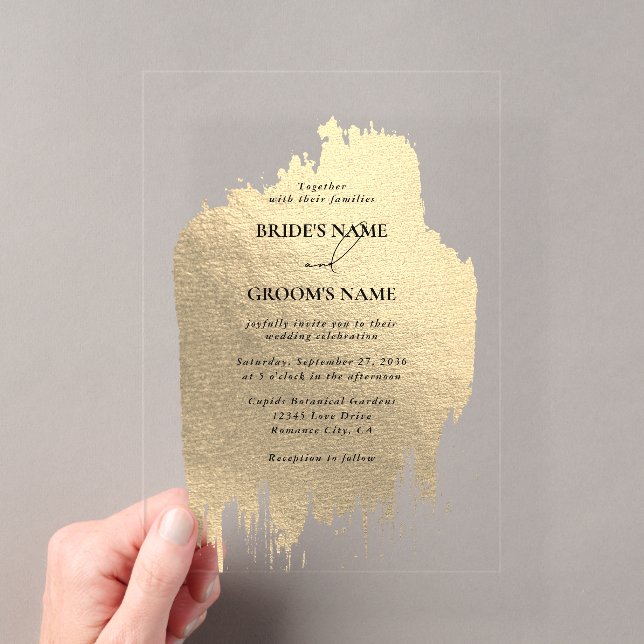 Invitations En Acrylique Mariage Clair Faux Or Moderne (In situ (ordinateur de poche))