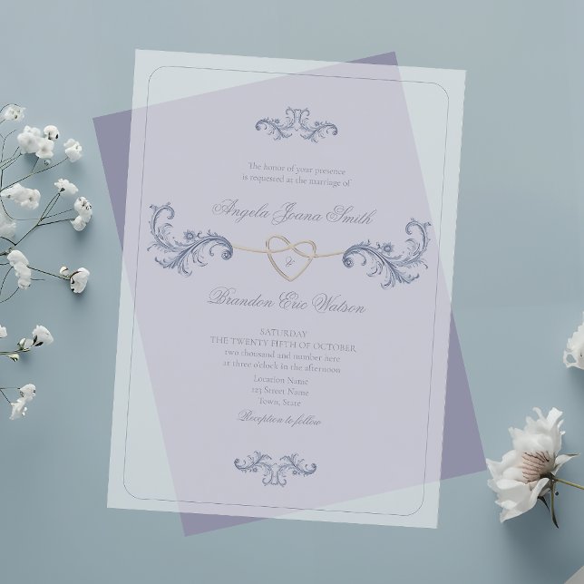 Invitations En Acrylique Mariage Classique Bleu Poussiéreux (Créateur téléchargé)