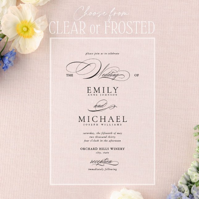 Invitations En Acrylique Mariage Classique Écriture Élégante Moderne (Créateur téléchargé)