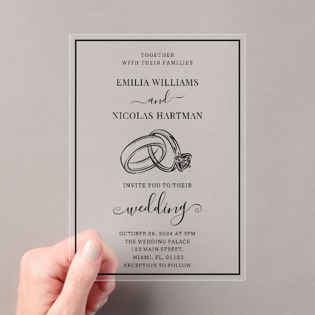 Invitations En Acrylique mariage classique élégant moderne (In situ (ordinateur de poche))