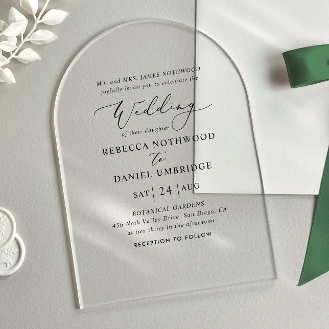 Invitations En Acrylique Mariage Classique et Élégant à l'Arche (Créateur téléchargé)