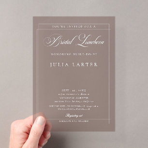 Invitations En Acrylique Mariage classique ivoire brun calligraphie déjeune