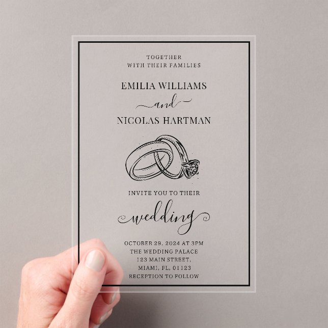 Invitations En Acrylique mariage classique moderne (In situ (ordinateur de poche))