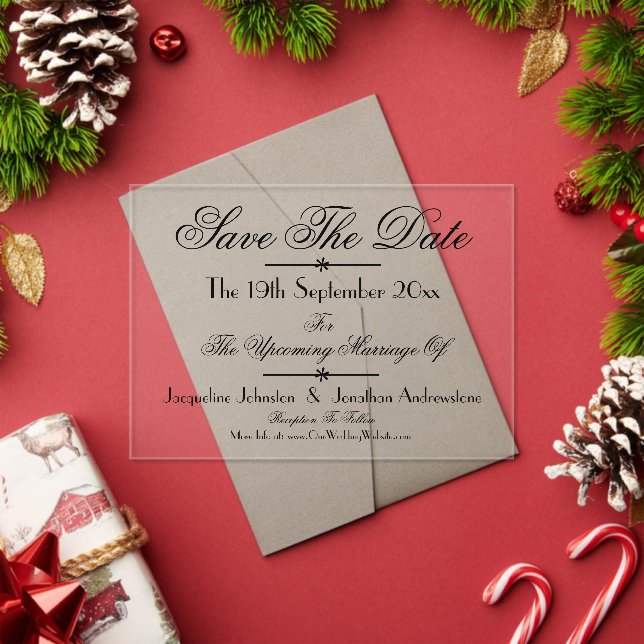Invitations En Acrylique Mariage Classique Moderne Chic Enregistrer La Date (Insitu (vacances))