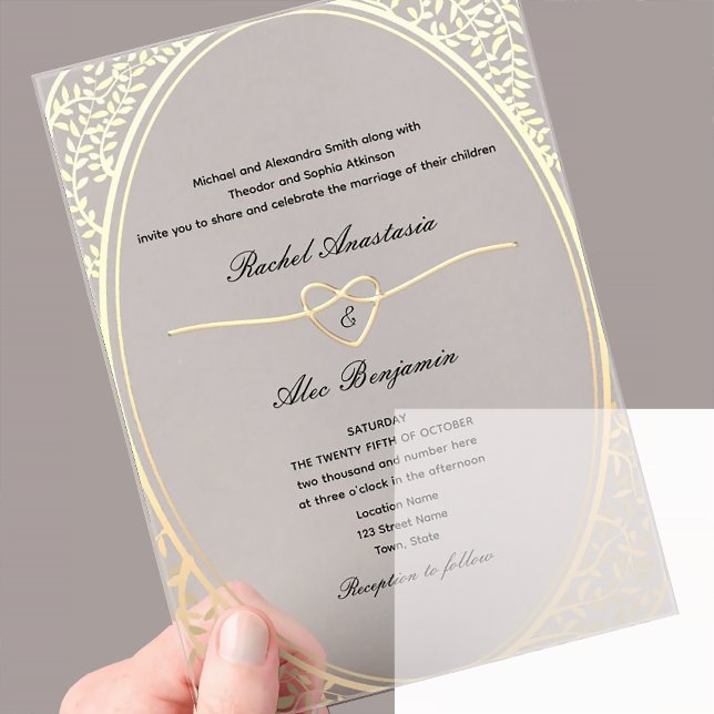 Invitations En Acrylique Mariage Classique Or (Créateur téléchargé)