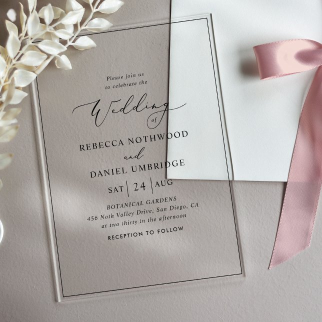 Invitations En Acrylique Mariage Classique & Simple (Créateur téléchargé)