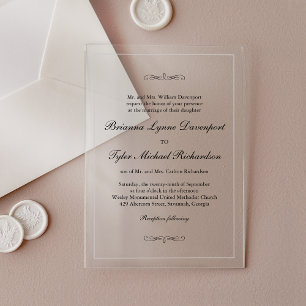 Invitations En Acrylique Mariage classique simple et élégant