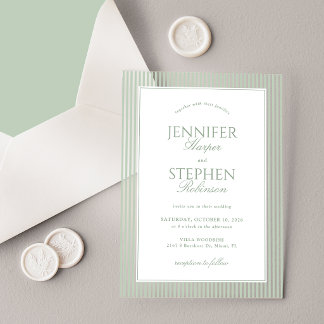 Invitations En Acrylique Mariage Classique Vert Sauge