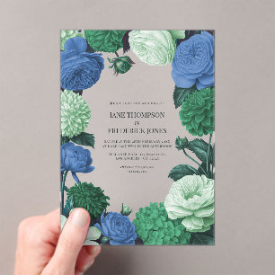 Invitations En Acrylique Mariage Cloud Mint, bleu alpin et brume éternelle