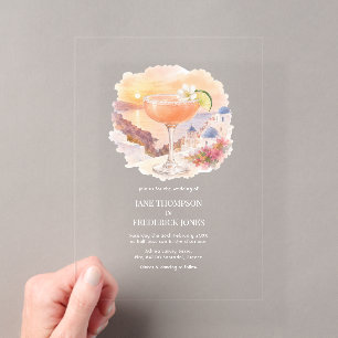 Invitations En Acrylique Mariage Cocktail Rose Coucher de Soleil Transparen