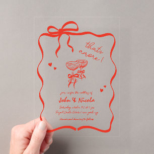 Invitations En Acrylique Mariage Cocktails Dessinés à la Main avec Fantaisi
