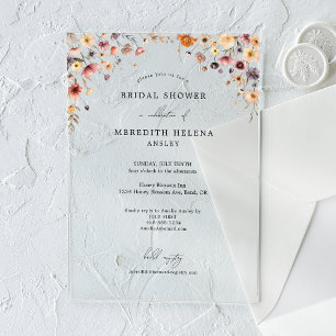 Invitations En Acrylique Mariage Coloré Floral Fête de Fiançailles de la Ma