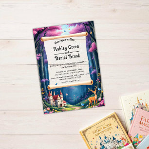 Invitations En Acrylique Mariage Conte de Fée Château Forêt Enchantée Bois