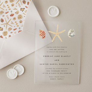 Invitations En Acrylique Mariage Coquillages Aquarelle Moderne