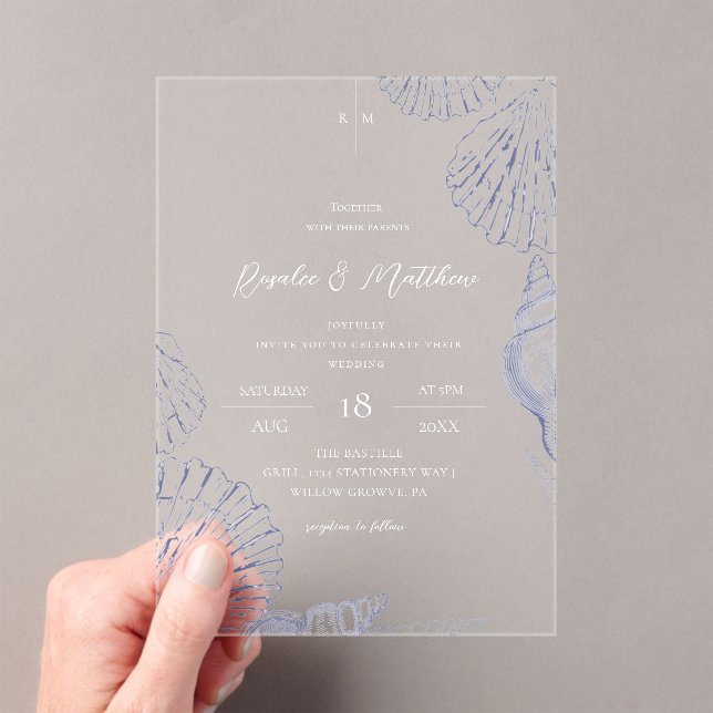 Invitations En Acrylique Mariage Côte Élégante  (In situ (ordinateur de poche))