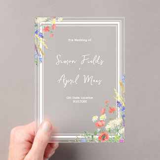 Invitations En Acrylique Mariage d'aquarelle florale