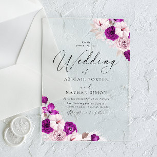 Invitations En Acrylique Mariage d'aquarelle florale et floue
