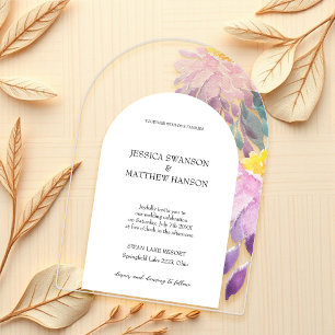 Invitations En Acrylique Mariage d'aquarelle florale Lilac de Bohême