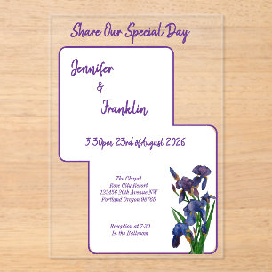 Invitations En Acrylique Mariage d'aquarelle Iris violet