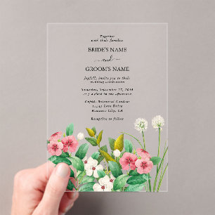 Invitations En Acrylique Mariage d'aquarelle périphérique fleur sauvage