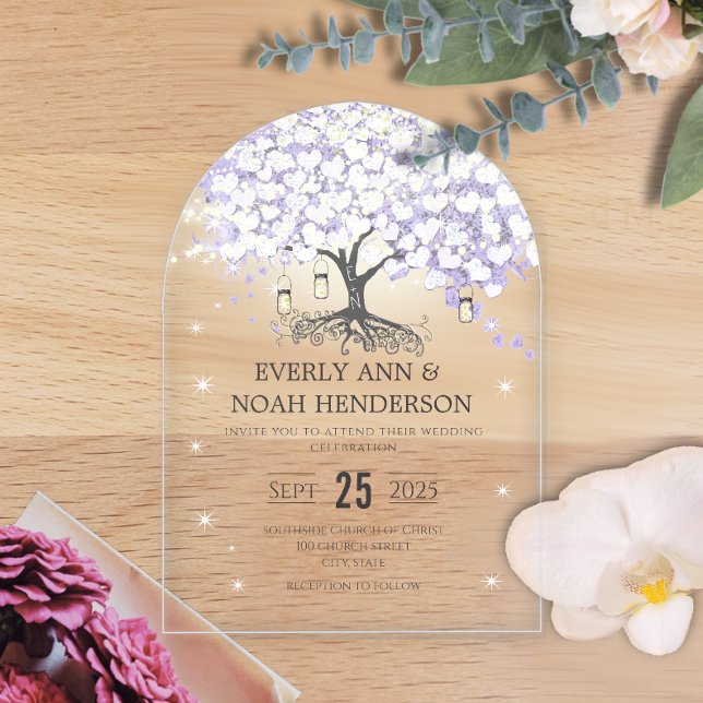 Invitations En Acrylique Mariage d'arbre généalogique Lilac (Créateur téléchargé)