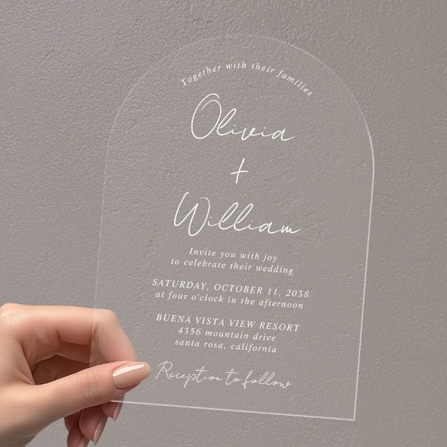 Invitations En Acrylique Mariage d'arc blanc chic (Make your wedding day unforgettable with stunning arch acrylic invitations—modern, elegant, unique!)